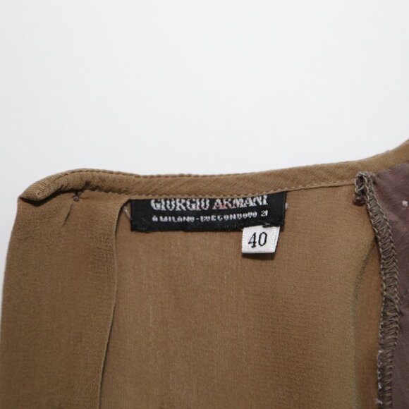 GIORGIO ARMANI MADE IN ITALY Silk Blouse Long Sleeve Back Button Shoulder Pad 40 - Picture 7 of 7